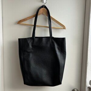 Faux Leather Black Tote Bag